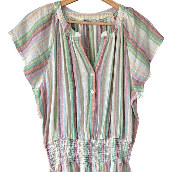 Rails Augustine Smocked Waist Mini Dress in Palais Stripe Size M - Picture 6 of 10